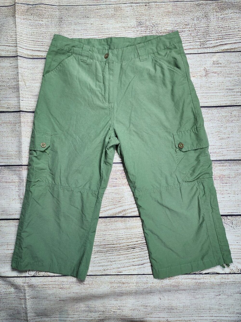 Woolrich Cargo Utility Pant Green Capri Hiking Active Womens 10 Patina Gorpcore